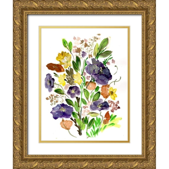 Chapman, Marcy 15x18 Gold Ornate Wood Framed with Double Matting Museum Art Print Titled - Purple Spring Bunch II