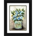 thumbnail image 1 of Chapman, Marcy 17x24 Black Ornate Wood Framed with Double Matting Museum Art Print Titled - Blue and Yellow  Floral Mason Jar, 1 of 4