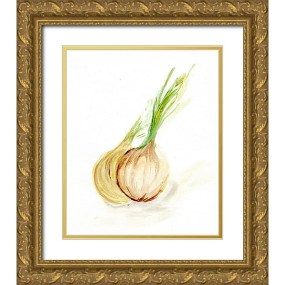 Chapman, Marcy 26x31 Gold Ornate Wood Framed with Double Matting Museum Art Print Titled - Veggie Sketch plain X-Onion