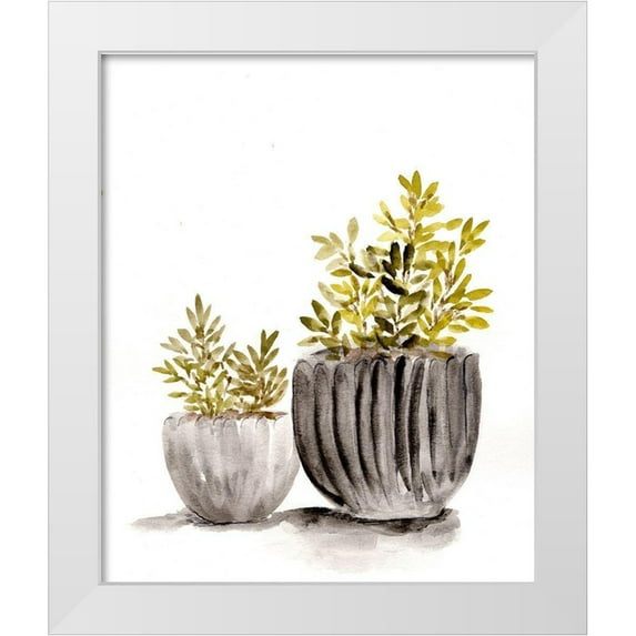 Chapman, Marcy 26x31 White Modern Wood Framed Museum Art Print Titled - Gray Potted Plants