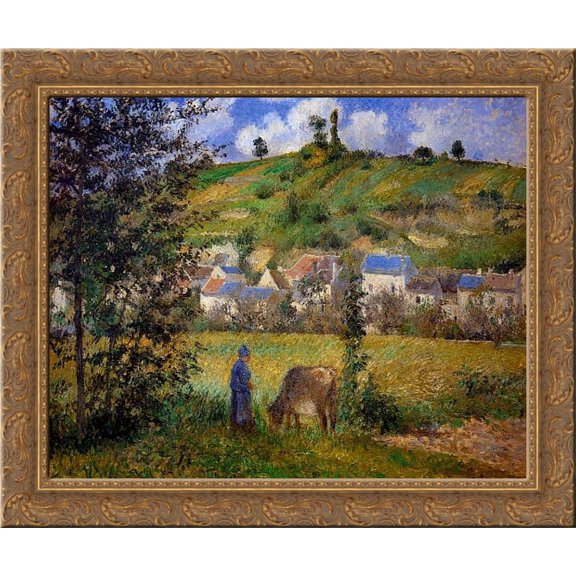Chaponval Landscape 24x20 Gold Ornate Wood Framed Canvas Art by Pissarro, Camille
