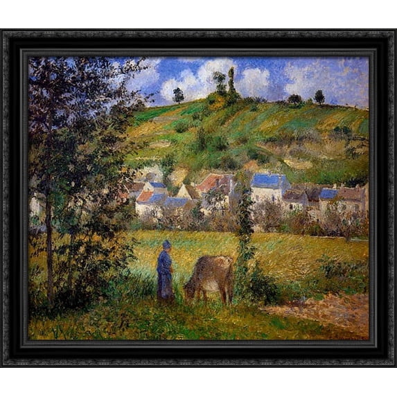 Chaponval Landscape 34x28 Large Black Ornate Wood Framed Canvas Art by Camille Pissarro
