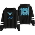 thumbnail image 1 of Chappell Roan Merch 2025 World Tour Butterfly Print Hoodie Unisex Pocketless Double-bar Sleeve Sweatshirt,XS,Black, 1 of 2