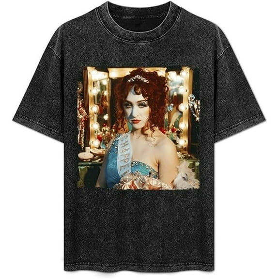 Chappell Roan Merch Washed Cotton T-shirt Unisex Stylish Round Neck Casual Short-sleeved Top