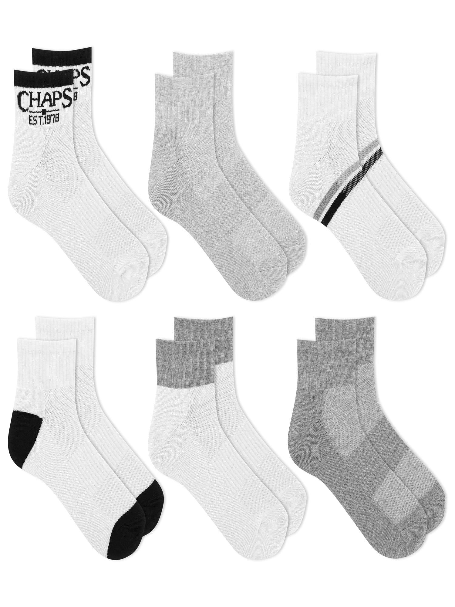 Chaps, Adult Mens, 6Pack Sports Performance Ankle Socks, Sizes 612
