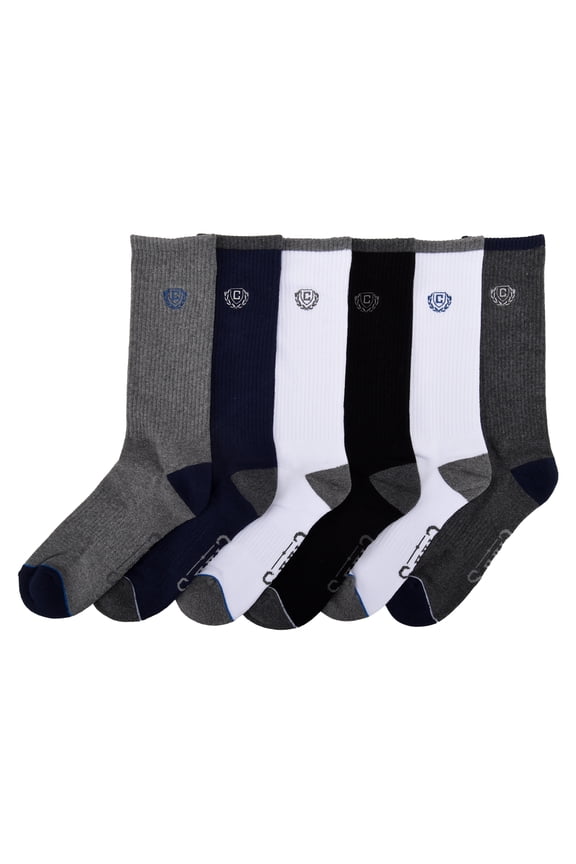 Athletic Half Cushion Crew 6-Pack Men's, Sock Size 10-13