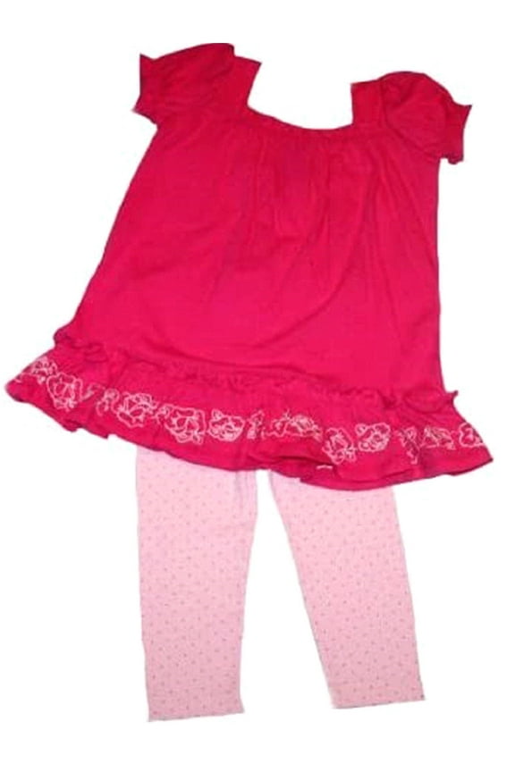 Baby Girls Dark Pink Sundress with Pink Leggings - 3 Months