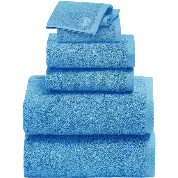 Chaps Bath Towels 6-Piece Sets for Bathroom - Ring Spun Cotton Towel Set - Blue