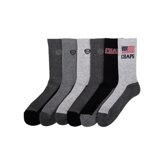 Chaps Boy's Athletic Crew Socks 6-Pack, Size Medium