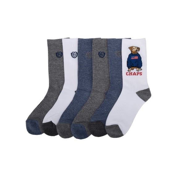 Chaps Boy's Athletic Crew Socks 6-Pack, Size Medium