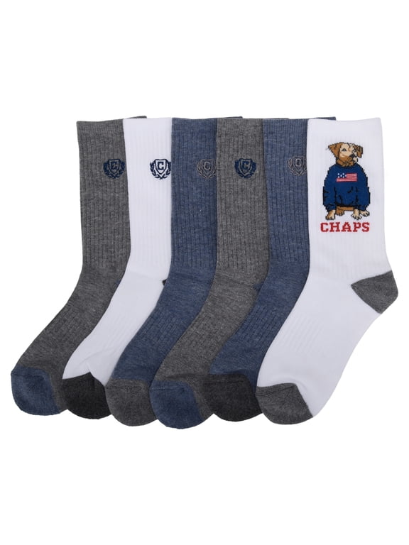 Boy's Athletic Crew Socks 6-Pack, Size Small