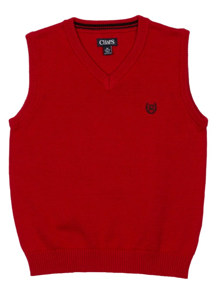 CHAPS Boys Red Knit Sweater Vest Small (8)
