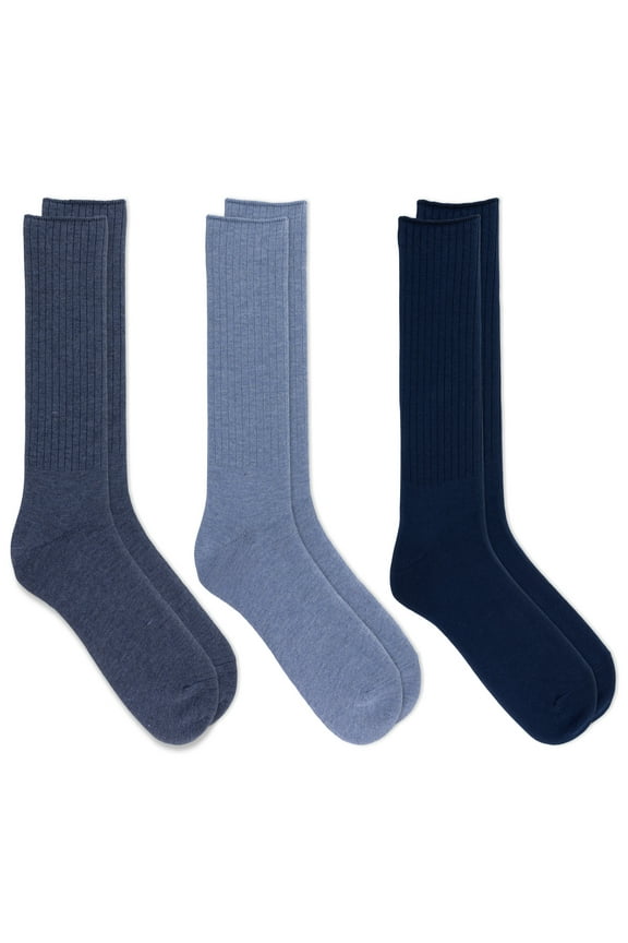 Classic Dress Ribbed Crew Socks 3-Pair Pack