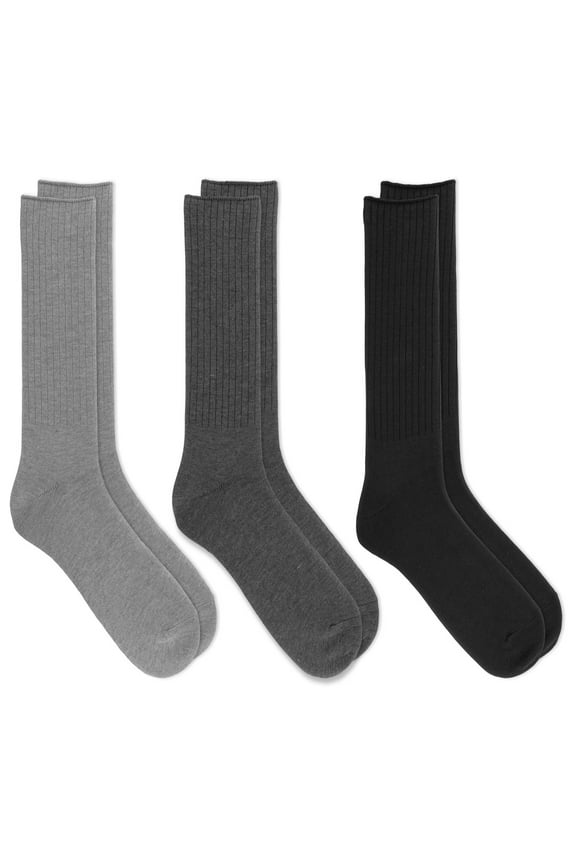 Classic Dress Ribbed Crew Socks 3-Pair Pack