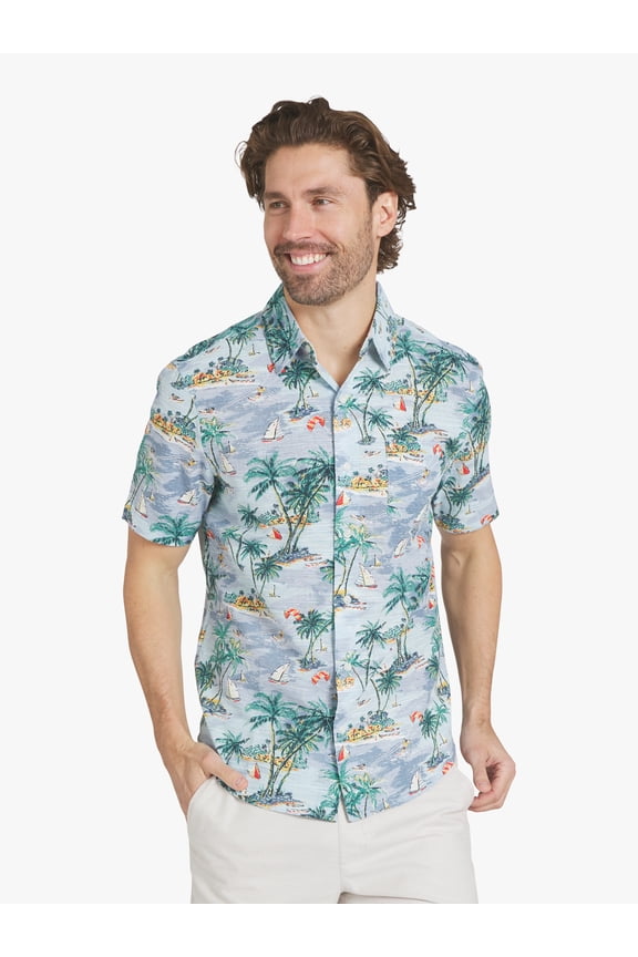 Cotton Linen Short Sleeve Woven Shirt, Sizes S-2Xl.