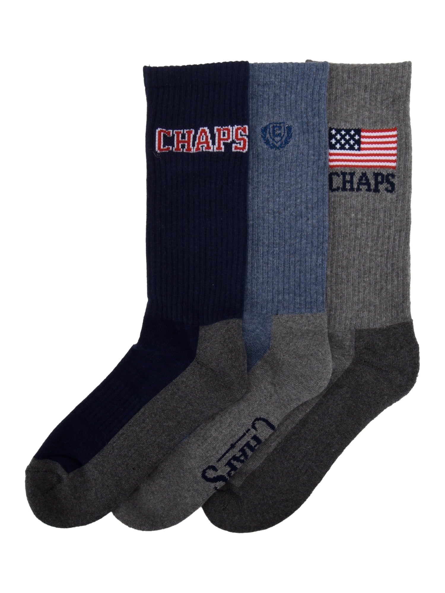 Chaps Embroidery Athletic Crews 3-Pack Men's Sock Size 10-13