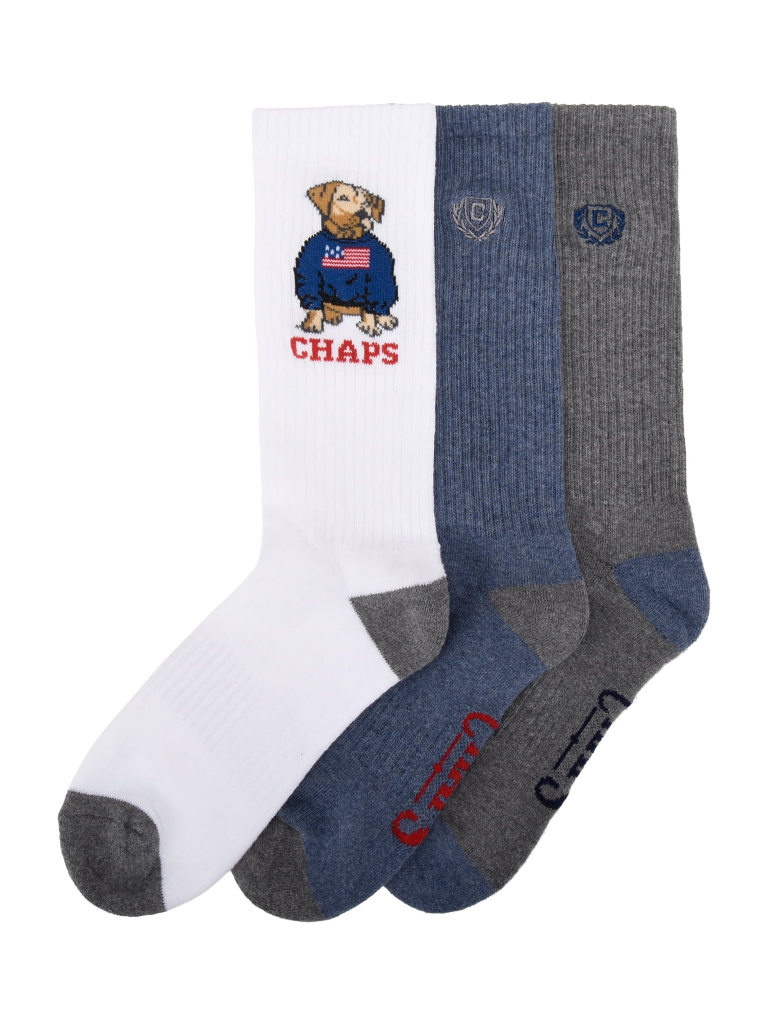Chaps Embroidery Athletic Crews 3-Pack Men's Sock Size 10-13