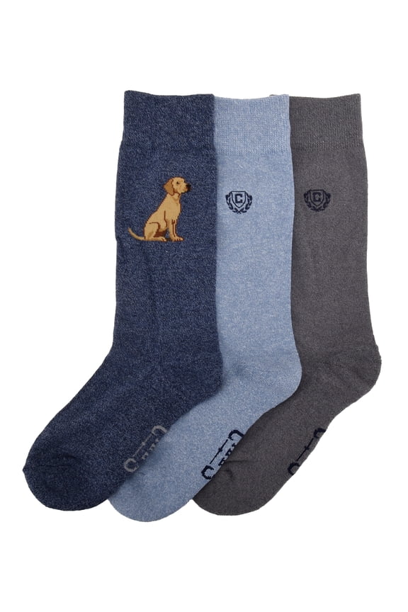 Embroidery Crews 3-Pack Men's Sock Size 10-13