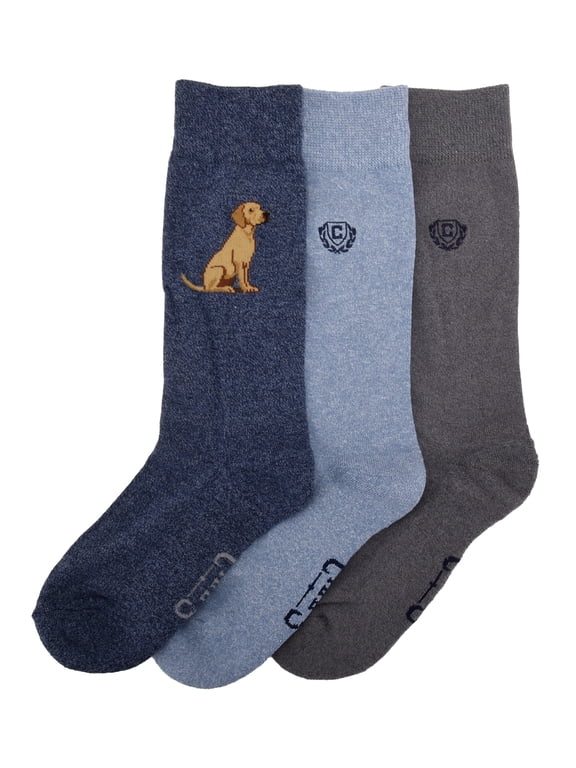Embroidery Crews 3-Pack Men's Sock Size 10-13