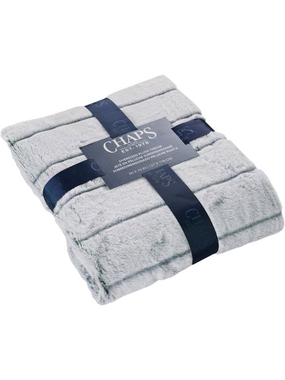 Faux Fur Plush Soft Ribbed Throw - 50" X 70", Navy