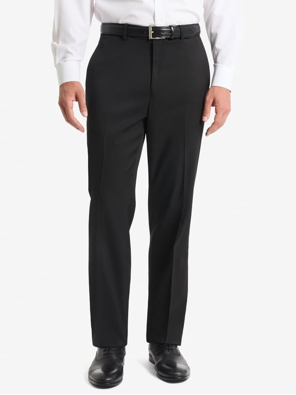 Flat Front Men's Black Solid Classic Fit Tailored Suit Separate Pant, Sizes 30x30-38x32