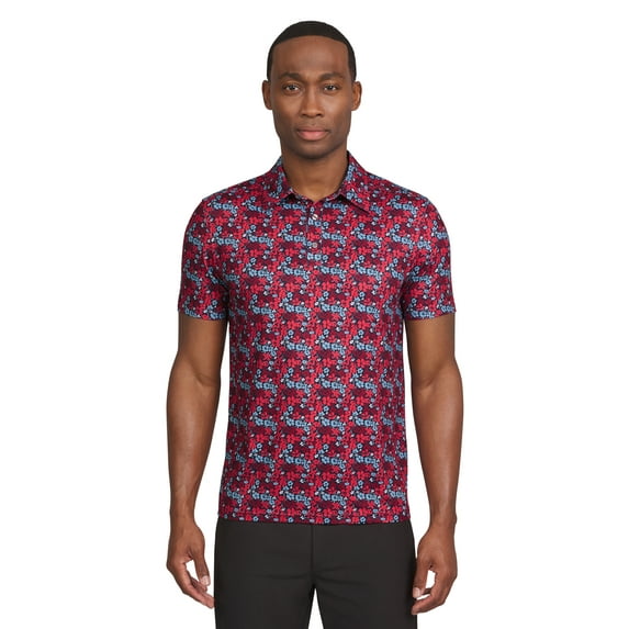 Chaps Golf Men's and Big Men's Classic Fit Short Sleeve Floral Printed Polo Shirt, Sizes S-5XL