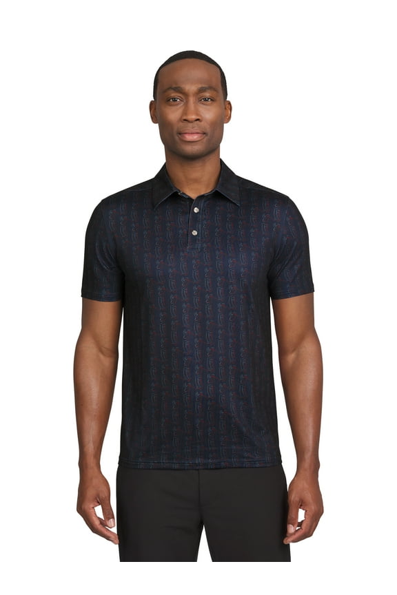 Golf Men's and Big Men's Classic Fit Short Sleeve Golfer Printed Polo Shirt, Sizes S-5XL