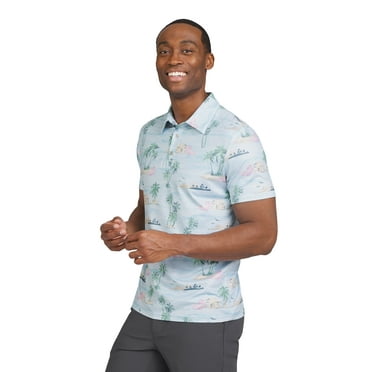 Chaps Golf Men's and Big Men's Classic Fit Short Sleeve Printed Mesh Polo Shirt