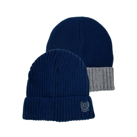 Chaps Men's 2-Pack Logo Beanie Style Hats, One Size