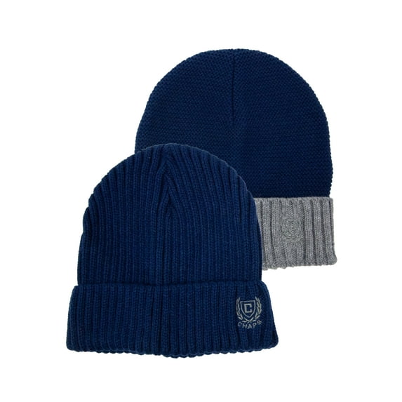 Chaps Men's 2-Pack Logo Beanie Style Hats, One Size