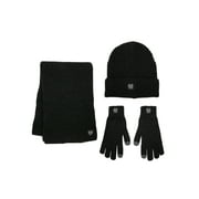 CHAPS Men's 3-Piece Marled Scarf, Beanie and Glove Set, One Size