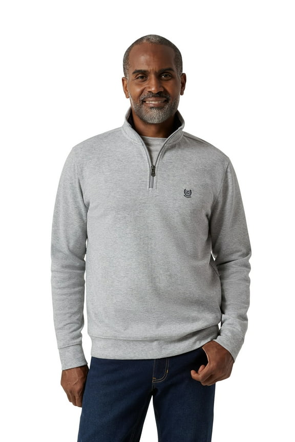 Men's & Big Men's Cotton Interlock Quarter Zip Mock Neck