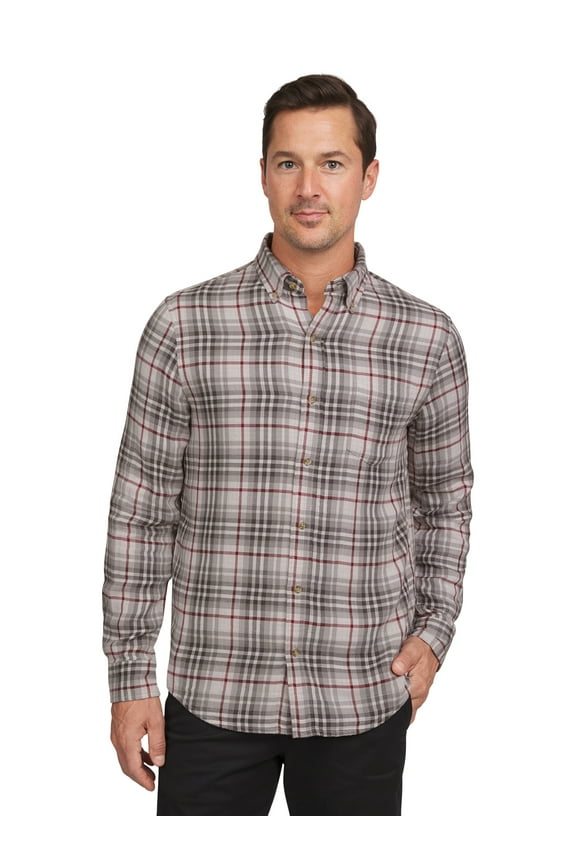 Men's & Big Men's Double Faced Long Sleeve Button Down Holiday Plaid Shirt