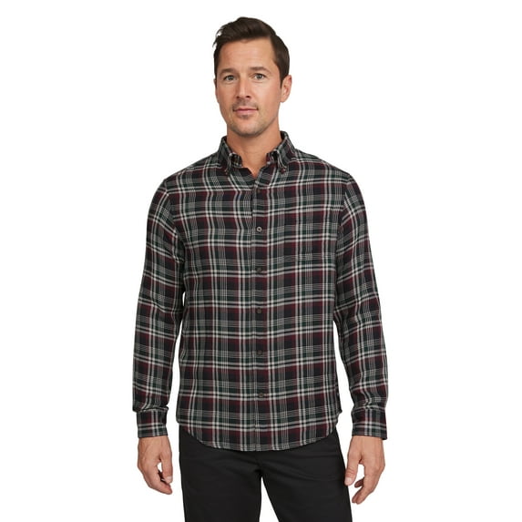 Chaps Men's & Big Men's Double Faced Long Sleeve Button Down Holiday Plaid Shirt