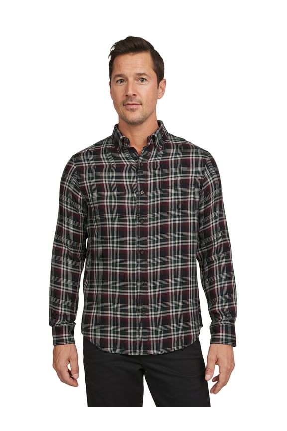 Men's & Big Men's Double Faced Long Sleeve Button Down Holiday Plaid Shirt