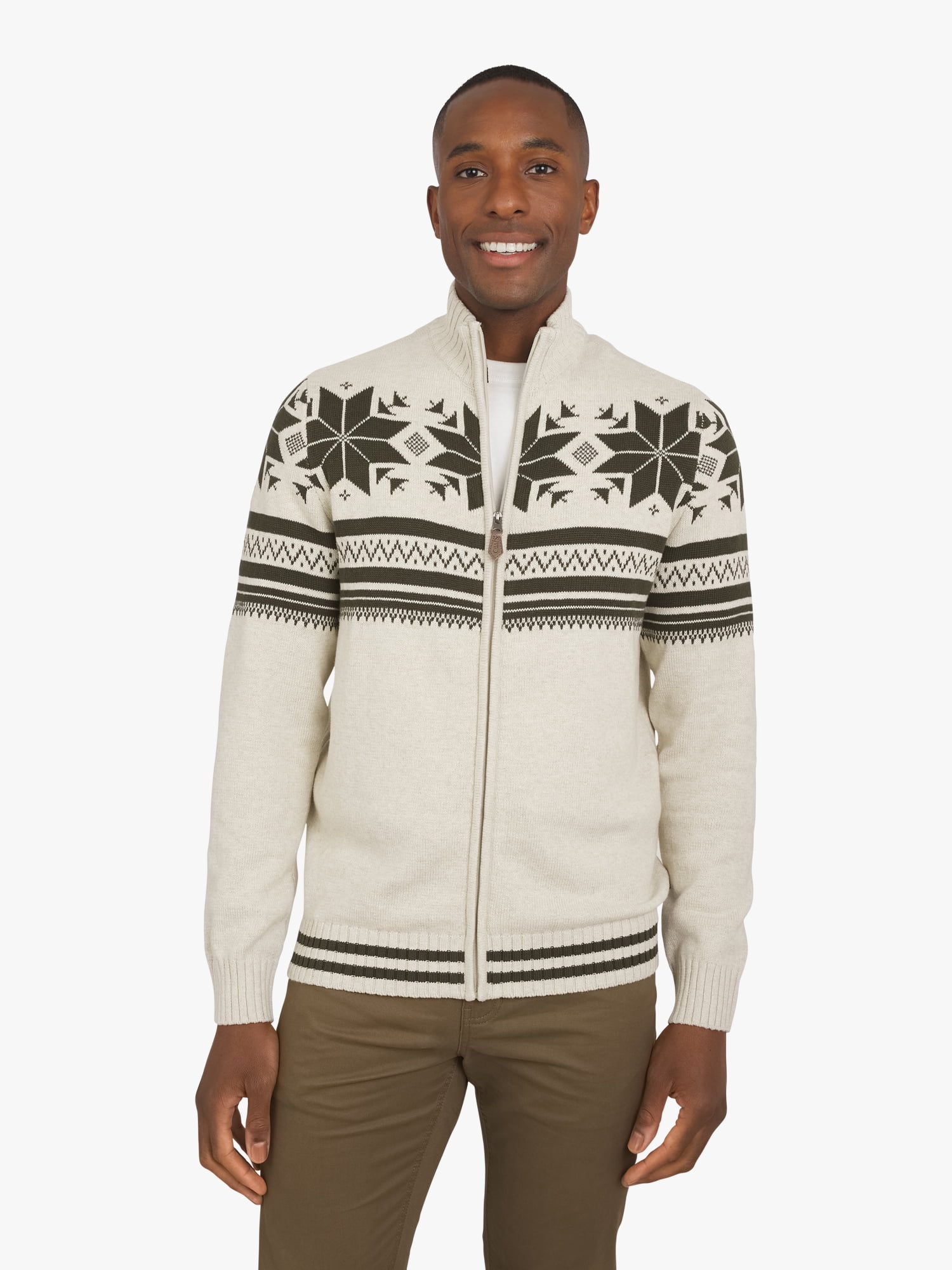Chaps Men's & Big Men's Fairisle Full Zip Sweater, Sizes S-3XL