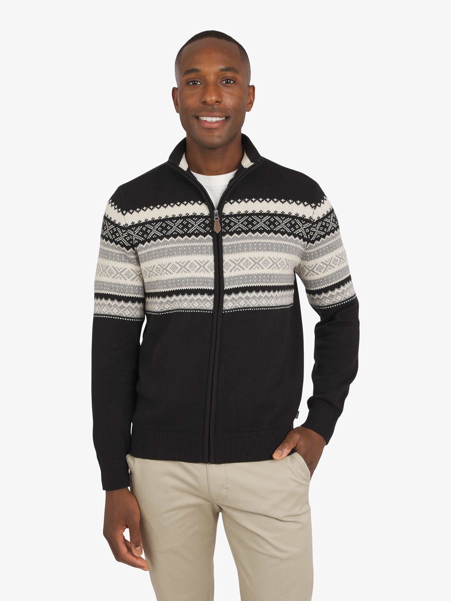 Chaps Men's & Big Men's Fairisle Full Zip Sweater, Sizes S-3XL