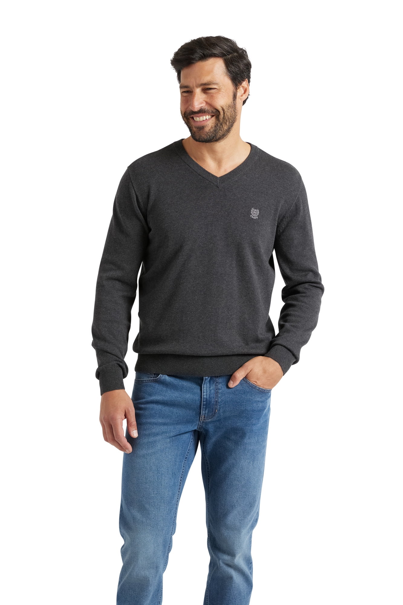 Chaps Men's & Big Men's Fine Gauge V Neck Soft Cotton Sweater - Walmart.com