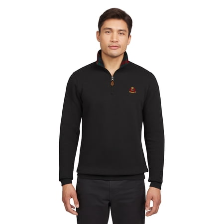Chaps Men's & Big Men's Fleece Quarter Zip with Plaid Flannel Trim, Size S - 2XL