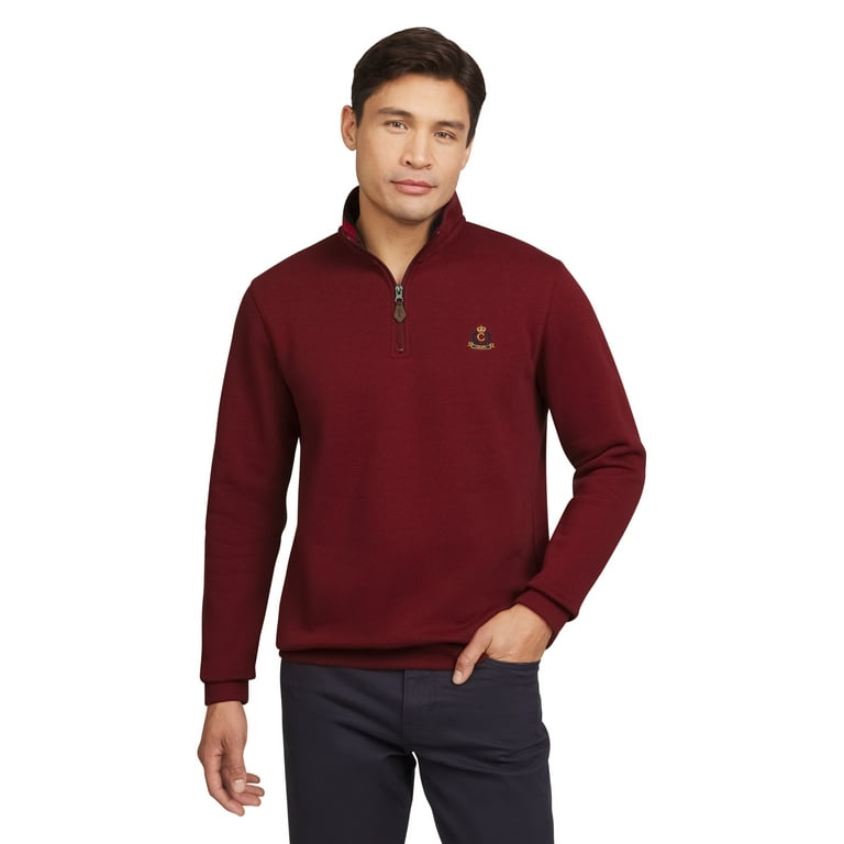 Chaps Men's Big Men's Fleece Quarter Zip with Plaid Flannel Trim