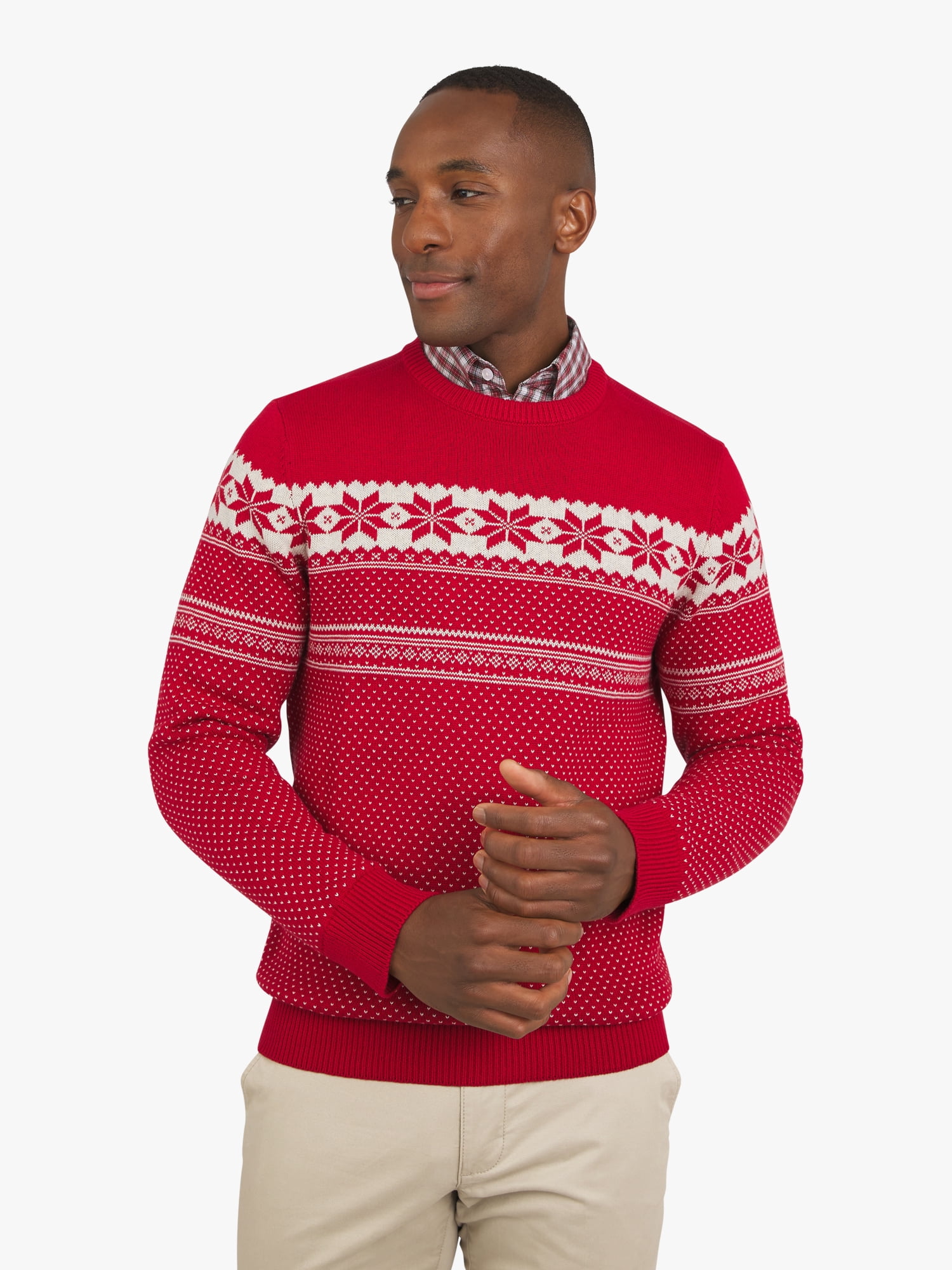 Chaps Men's & Big Men's Cotton Holiday Fairisle Crewneck Sweater, Sizes S-3XL