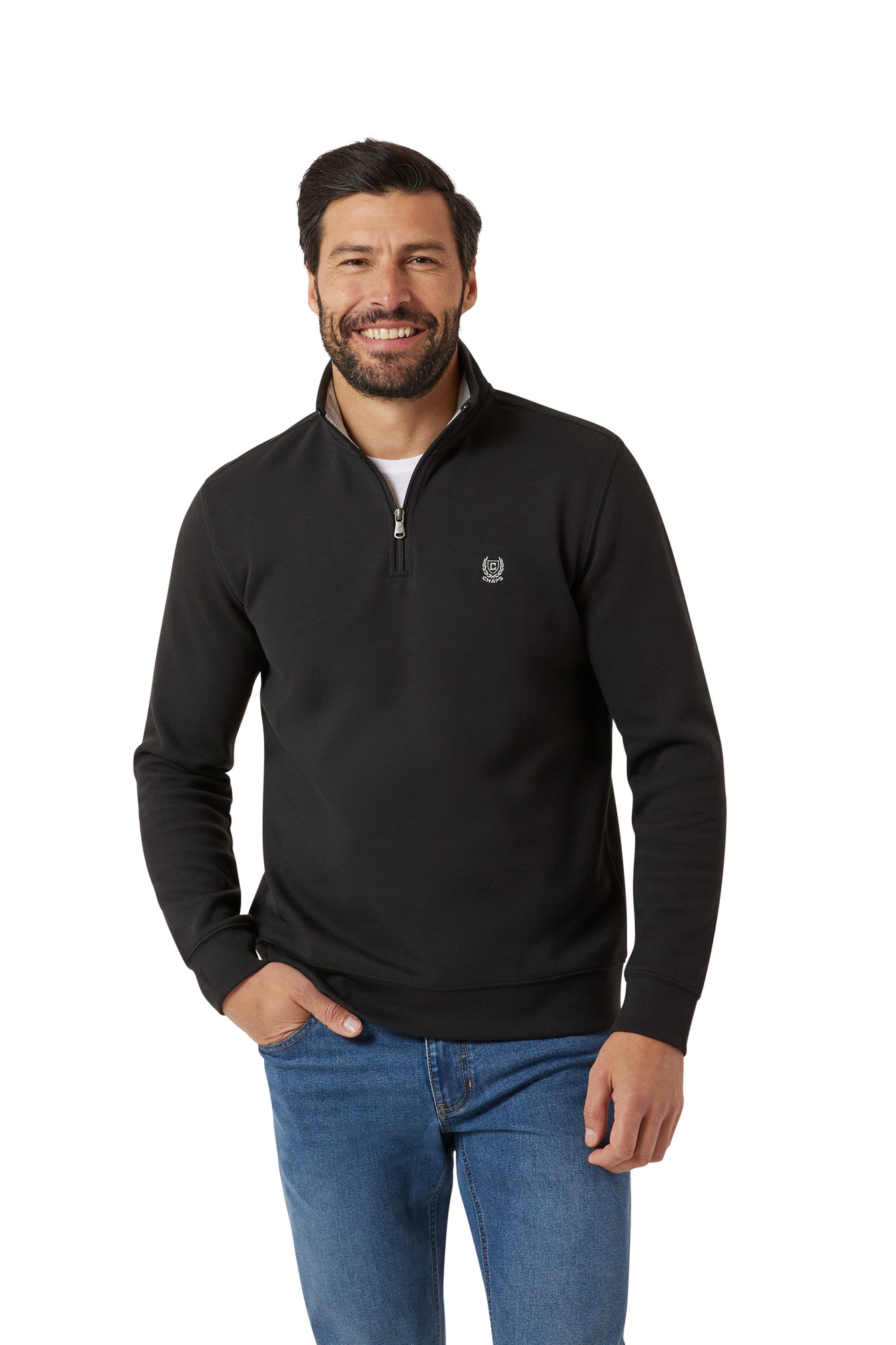 Chaps Men's & Big Men's Quarter Zip Mock Neck Extra Soft Sweater