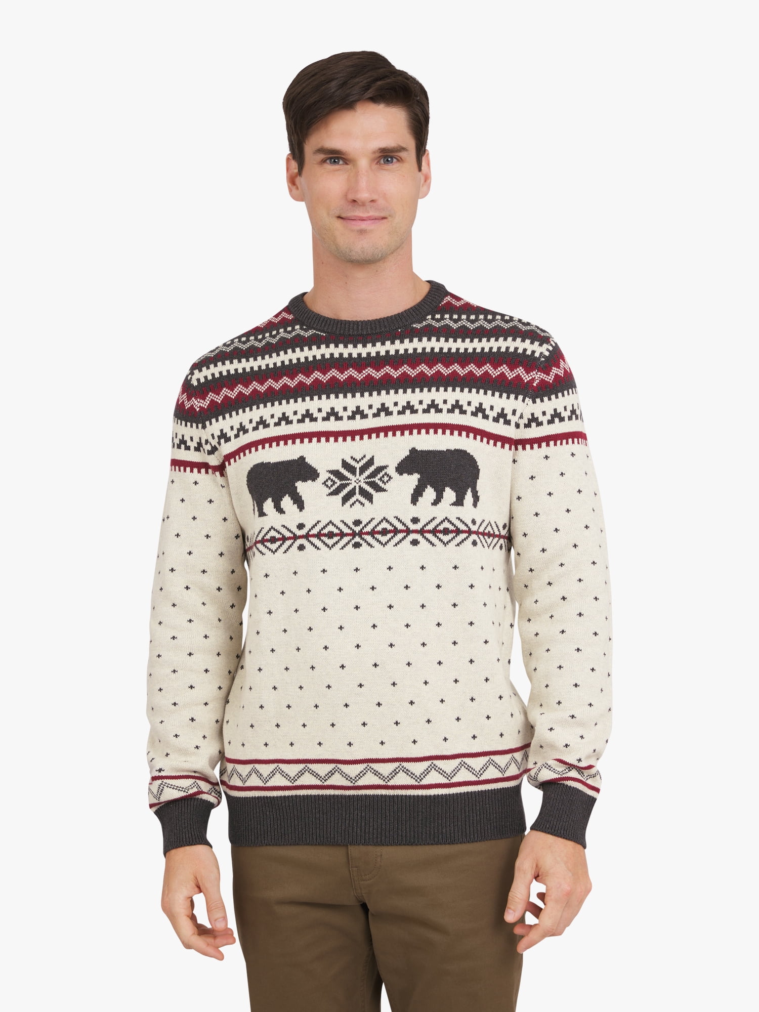 Chaps Men's & Big Men's Cotton Holiday Fairisle Crewneck Sweater, Sizes S-3XL
