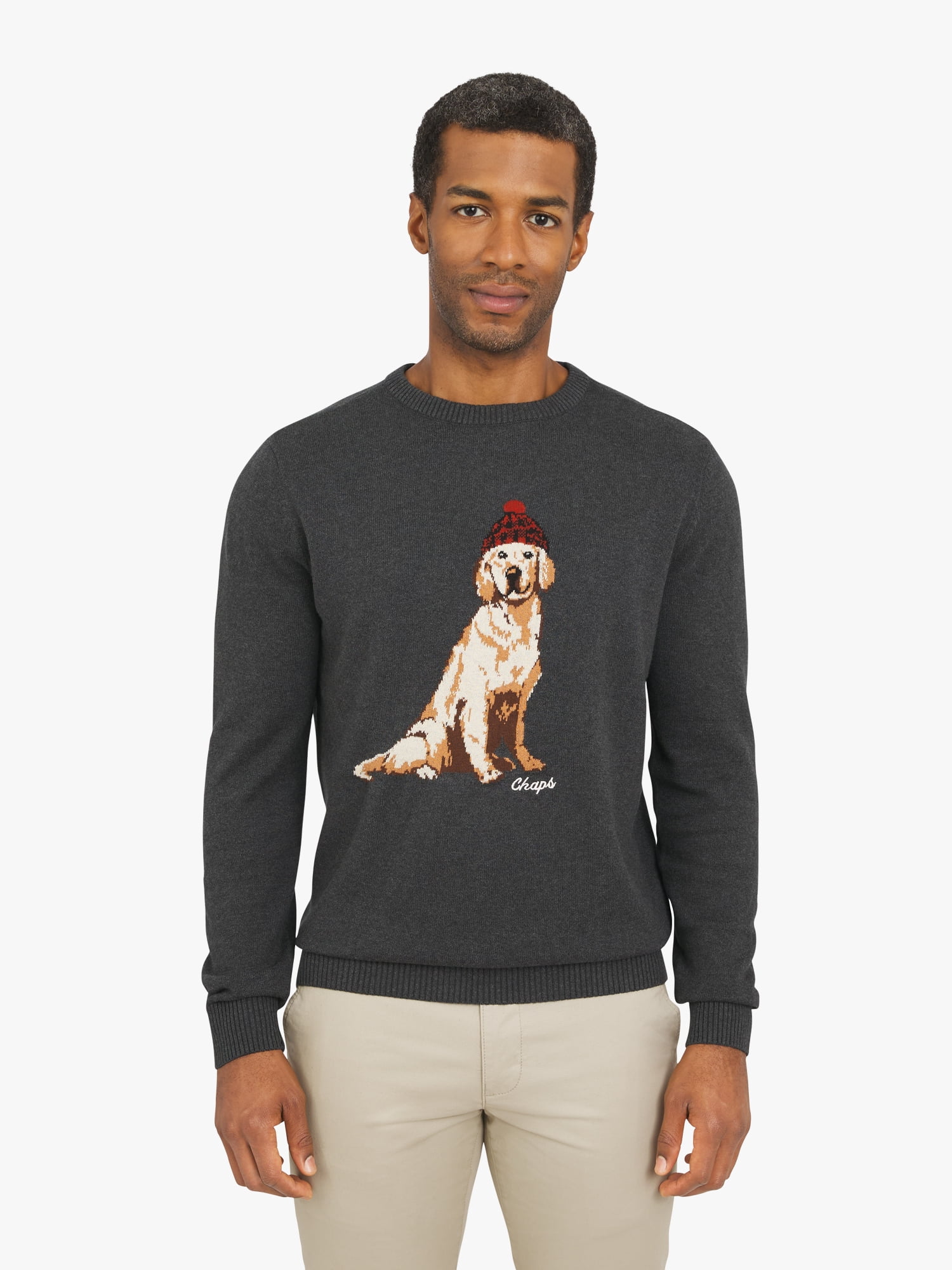 Chaps Men's & Big Men's Cotton Novelty Holiday Crewneck Sweater, Sizes S-3XL