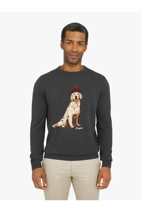 Men's & Big Men's Cotton Novelty Holiday Crewneck Sweater, Sizes S-3XL