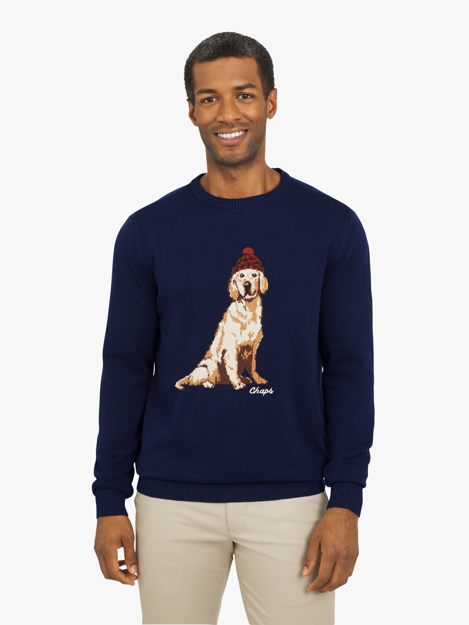 Chaps Men's & Big Men's Cotton Novelty Holiday Crewneck Sweater, Sizes S-3XL