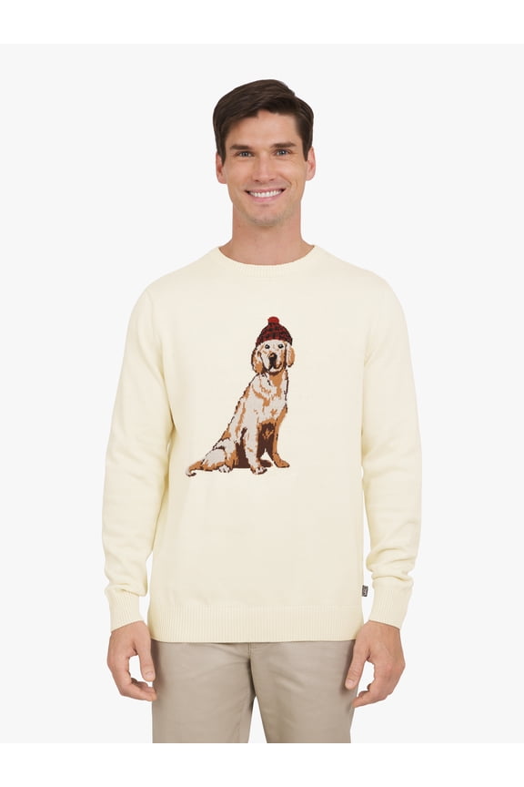 Men's & Big Men's Cotton Novelty Holiday Crewneck Sweater, Sizes S-3XL