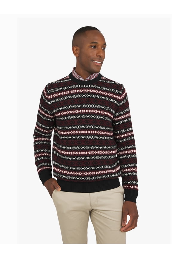 Men's & Big Men's Long Sleeve Fairisle Crewneck Sweater, Sizes S-3XL