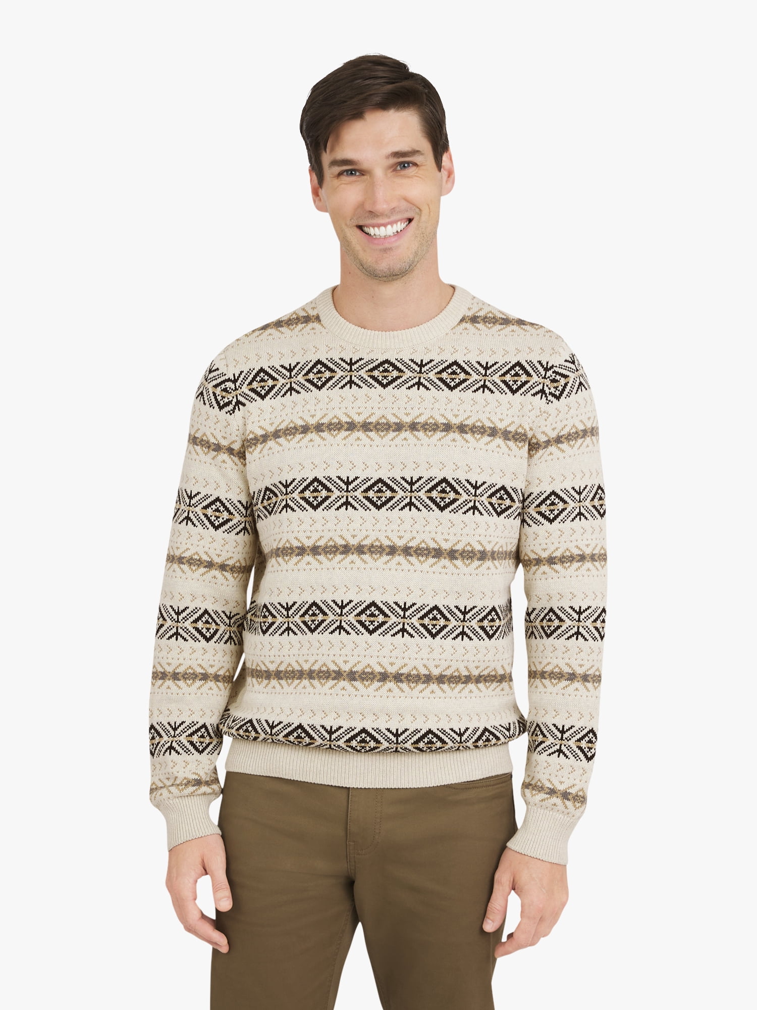 Chaps Men's & Big Men's Long Sleeve Fairisle Crewneck Sweater, Sizes S-3XL