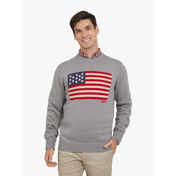 Chaps Men's & Big Men's Long Sleeve Flag Crewneck Sweater, Sizes S-3XL